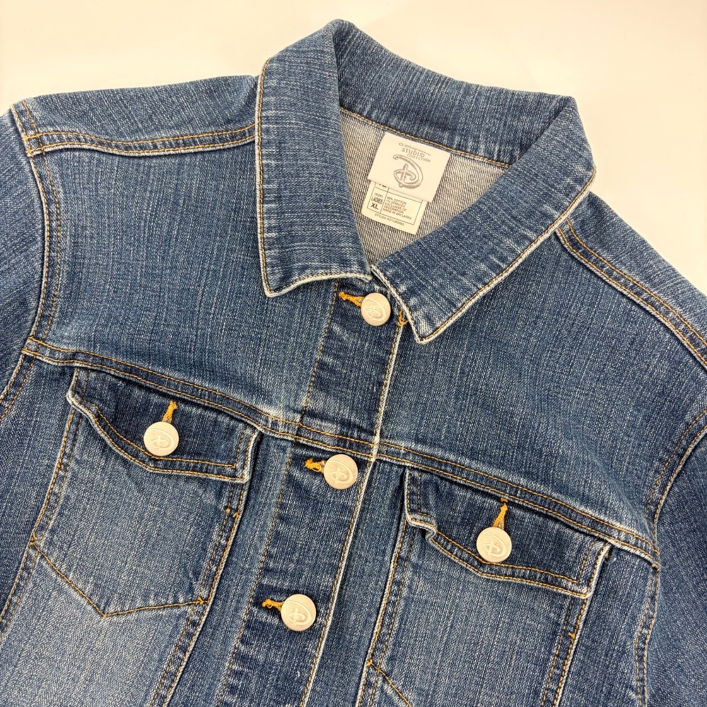 Disney Store Studio Jacket Womens XL Tinker Bell Denim Trucker Vintage Y2K